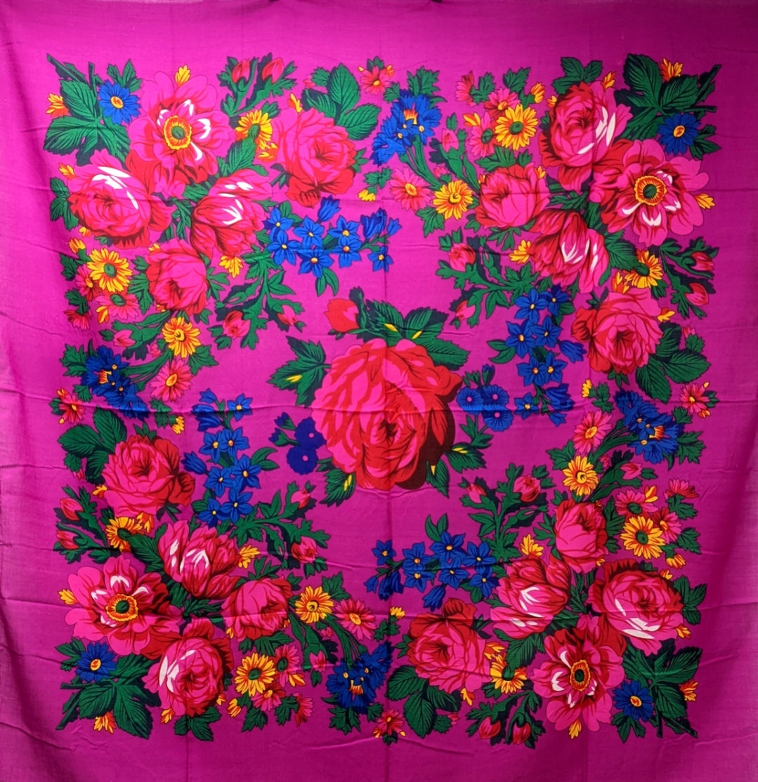 Kokum Scarf - Fuchsia 44 inch x 44 inch