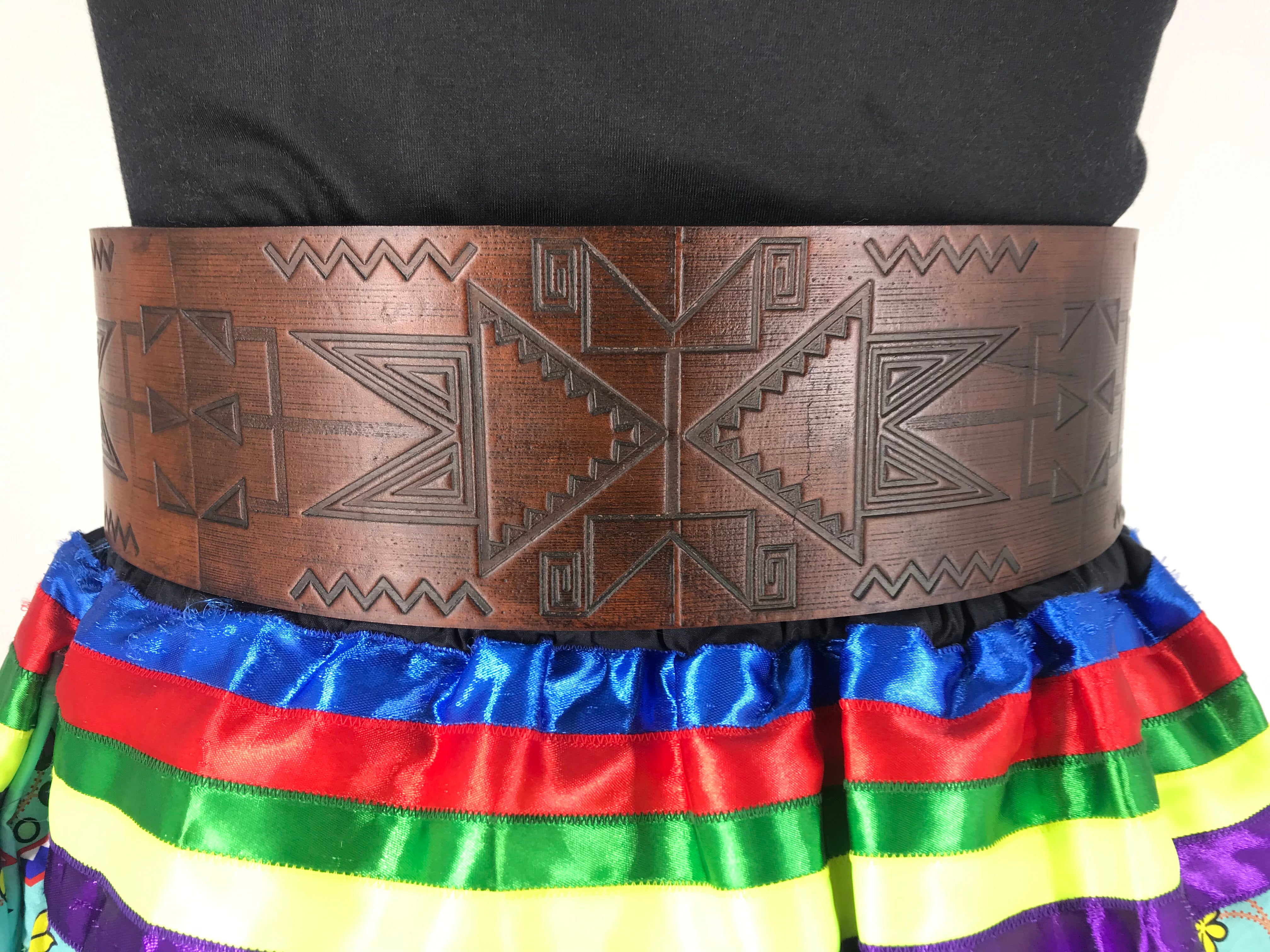 Geometric Winter Handmade Thick 4 Inch Leather Belt